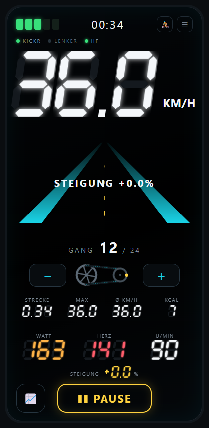 Rotovo Layout LCD mit 7-Segment-Ziffern und Fahrspur